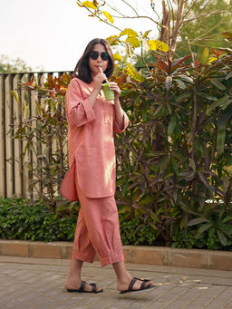 SURMA - Silver Hoops Kurta Set in Burnt Orange