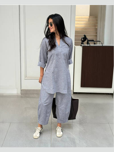 Silver Hoops Co-ord Set in Grey