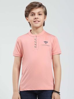Monte Carlo - Peach Solid Regular Fit T-Shirt