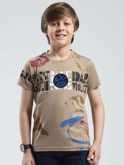 Monte Carlo - Beige Printed Regular Fit T-Shirt