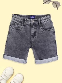 KiddoPanti - Black Solid Regular Fit Shorts