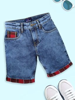 KiddoPanti - Blue Checks Regular Fit Shorts