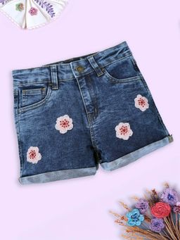KiddoPanti - Blue Floral Regular Fit Shorts