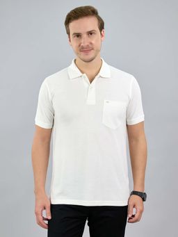Monte Carlo - White Polo Collar Half Sleeve Tshirt