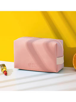 Cortina - Solid Makeup Accessories Bag Pink