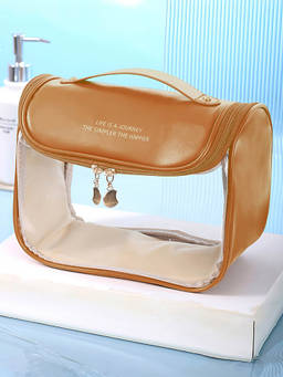 Cortina - Solid Makeup Accessories Bag Brown