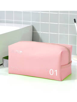 Cortina - Solid Makeup Accessories Bag Pink