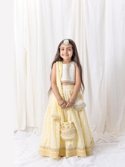 Chotibuti - Yellow Cotton Embroidered Lehnga Set