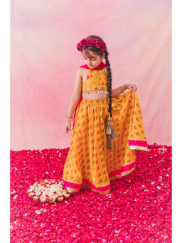 Chotibuti - Yellow Floral Printed Lehenga