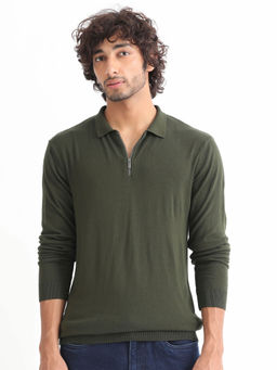 Rare Rabbit - Griffin Primary Olive Sweater