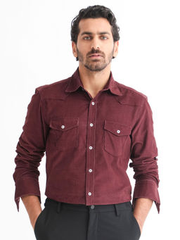 Rare Rabbit - Halle Primary Maroon Casual Shirt