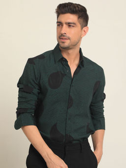 Rare Rabbit - Palme Dark Green Casual Shirt