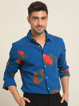 Rare Rabbit - Palme Primary Blue Casual Shirt