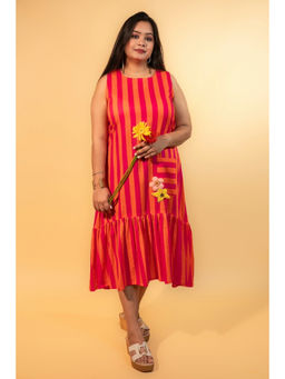 KARIGAR - Candyfloss Stripe Midi Dress