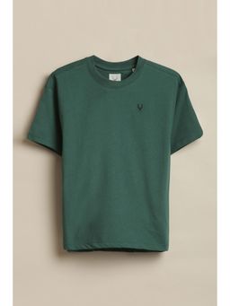 Allen Solly - Boys Green Solid Crew Neck T-Shirt