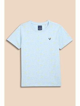 Allen Solly - Boys Light Blue Print Crew Neck T-Shirt