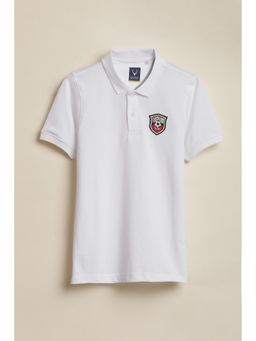 Allen Solly - Boys White Graphic Print Polo Neck T-Shirt