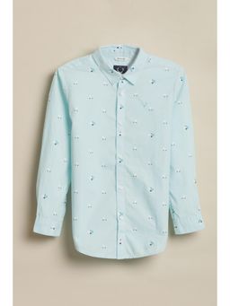 Allen Solly - Boys Light Blue Print Casual Shirt