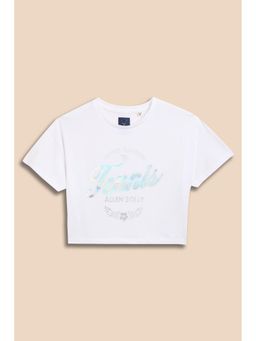 Allen Solly - Girls White Graphic Print Casual T-Shirt