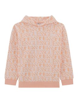Guess - Cotton Printed Peach Oversized Hoodie Sweatshirt for Girls