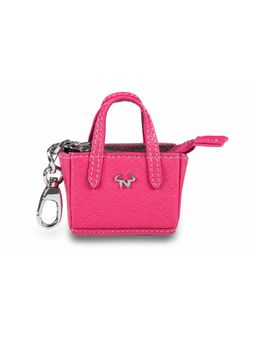 Calfnero - Genuine Leather Mini Coin Pouch Charm Keychain-Pink