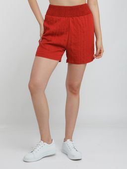 Zink London - Womens Red Solid Shorts