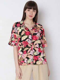 VERO MODA - Black Tropical Print Shirt