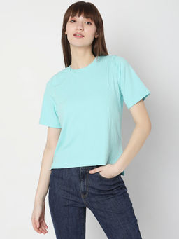 VERO MODA - Light Blue Ribbed Top