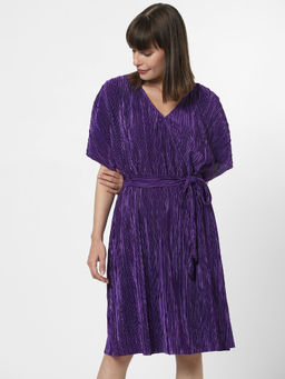 VERO MODA - Purple Plisse Fit & Flare Dress (Set of 2)