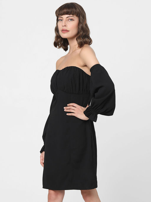 vero moda off shoulder dress Vero Moda VMBELLA OFF SHOULDER DRESS - Jumper dress - fired brick/dark red