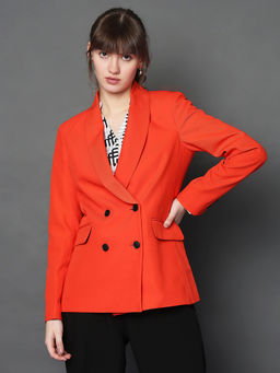 VERO MODA - Orange Shawl Lapel Collar Blazer