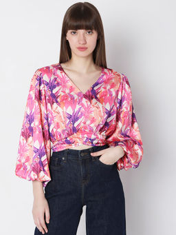 VERO MODA - Pink Floral Print Crop Top