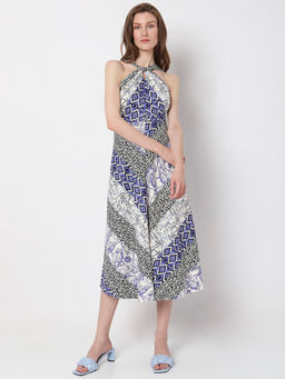 VERO MODA - Blue Abstract Print Halter Neck Dress