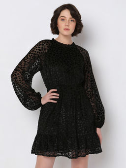 VERO MODA - Black Animal Print Fit & Flare Dress