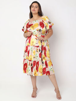 VERO MODA - Curve Peach Floral Print Shift Dress