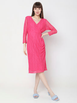 VERO MODA - Pink Lace Wrap Dress