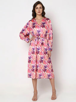 VERO MODA - Pink Tropical Print Midi Dress (Set of 2)