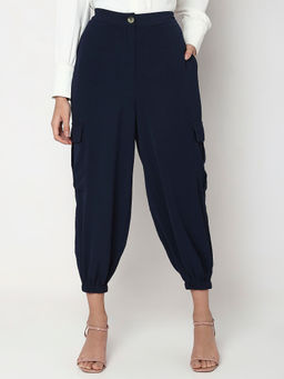 VERO MODA - Navy Blue Mid Rise Jogger Pants