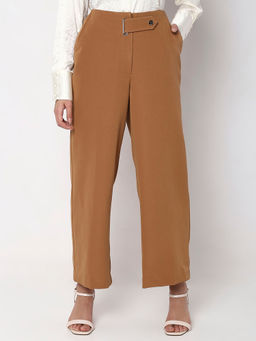 VERO MODA - Brown Mid Rise Wide Leg Pants