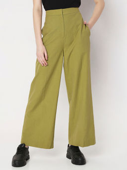VERO MODA - Green Mid Rise Flared Pants