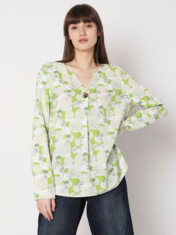 VERO MODA - Green Floral Print Top