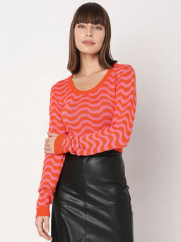 VERO MODA - Pink & Orange Printed Sweater
