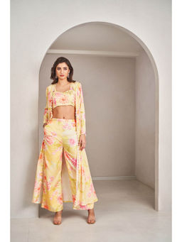 SAMMOHI BY MOKSHA & HIRAL - Sunshine Yellow Jacket with Blouse and Pant (Set of 3)