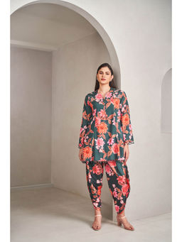 SAMMOHI BY MOKSHA & HIRAL - Emerald Green Dhoti with Kurti (Set of 2)