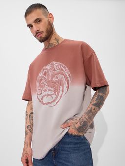 The Souled Store - Official House Of Dragon: Ombre Logo Mens Oversized T-Shirt