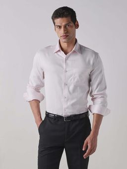Reid & Taylor - Pink Solid Collar Neck Full Sleeves Shirt for Men