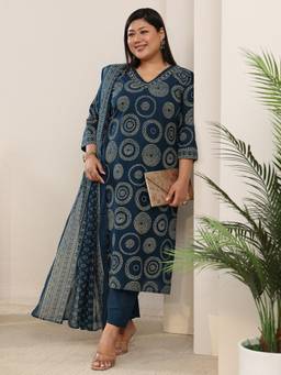 Extra love by Libas - Purple Ethnic Motifs Zari Printed Kurta And Palazzo With Dupatta