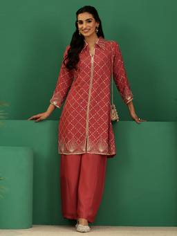 Libas Art - Pink Beads Embellished Co-Ord Set