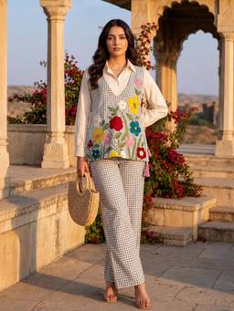 Autumnlane - White Embroidery 3 Pc Co-Ord Set