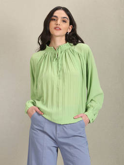 U.S. POLO ASSN. - Raglan Sleeve Pleated Top Green